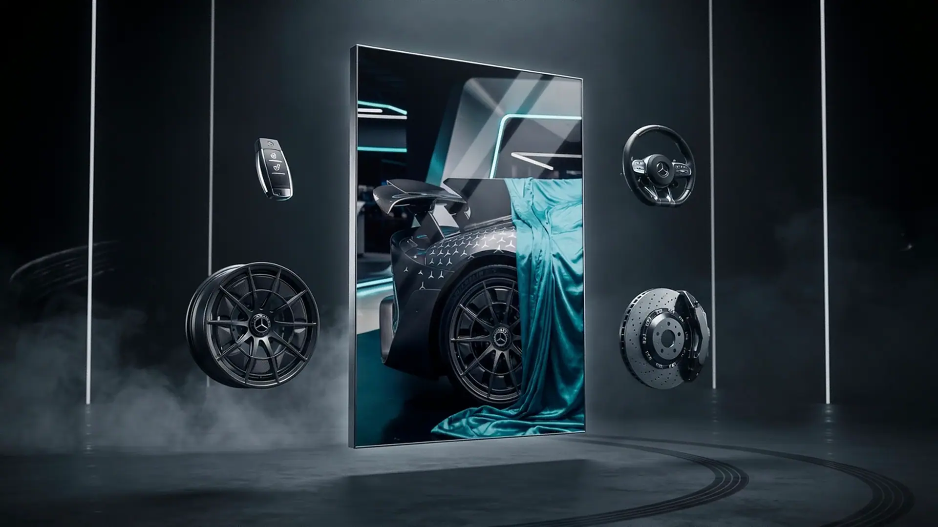 Standbild aus dem GlowRide Produktfilm: Fahrzeugmotiv im Lichtraum